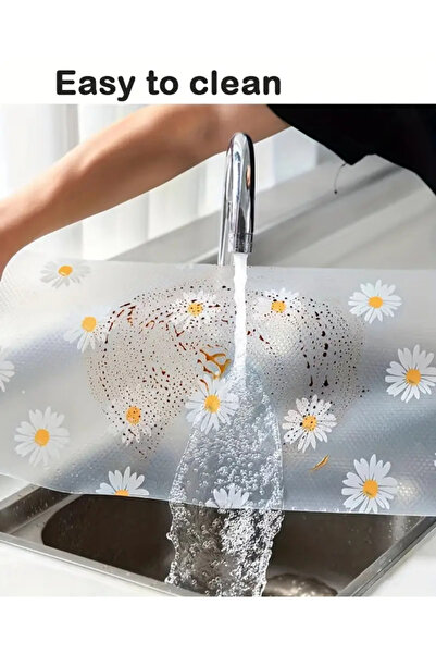 Blue Home Papatya Tasarımlı Kaymaz Raf Astarı Rulosu -Mutfak, Buzdolabı & Dolaplar Için Çekmece Matı, 45 X 10