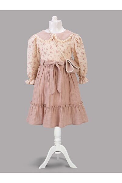 Cherrys Bebek ÇİÇEKLİ MÜSLİN KIZ ÇOCUK ELBİSE