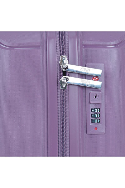 Mnuk PREMIO Checked Luggage with Anti-Theft Zipper, TSA Lock, PP Material| Medium Size 24- Purple