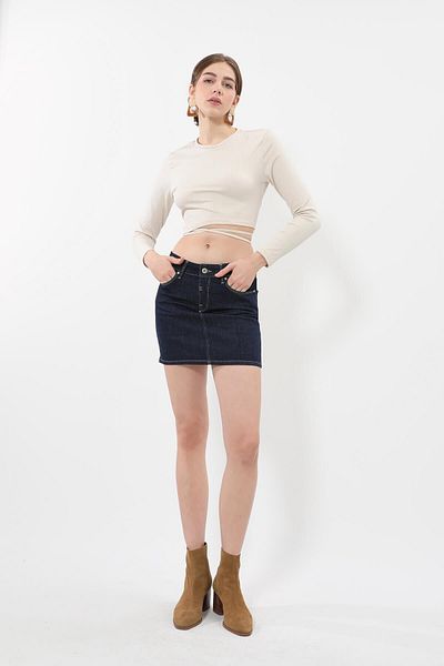Bluewhite Women's Navy Blue Jean Skirt
