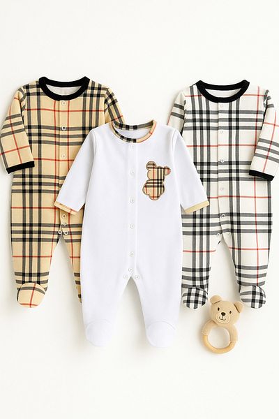 İZYALİF BABY Baby Boy 3-Piece Jumpsuit Set with Booties and Snap Fasteners Cotton
