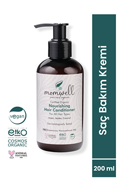 Momwell Organik Saç Bakım Kremi | Besleyici, Koruyucu, Nemlendirici Doğal Formül | 200 ml