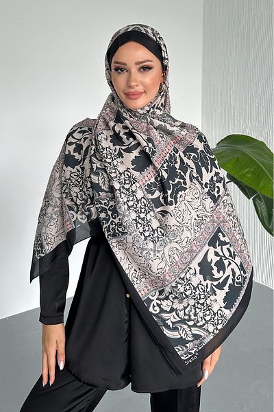 Stella Eşarp Patch Ethnic Patterned Colorful Soft Cotton Shawl