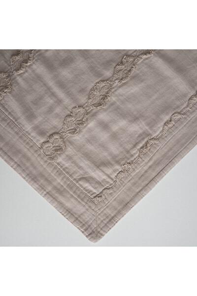 Ecocotton Sima Double Duvet Cover Set 100% Organic Cotton Muslin Embroidered Beige 200x220 Cm