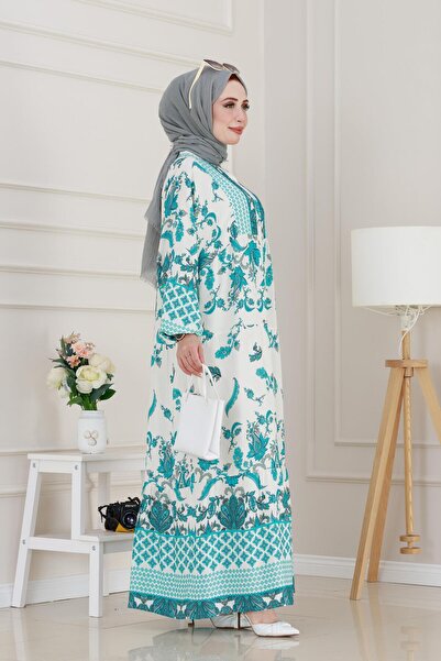 Sevitli Bat Sleeve Duru Viscon Dress-Bebe Blue