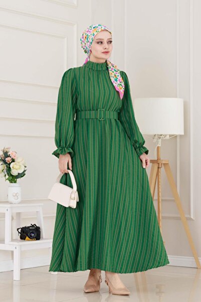 Sevitli Φόρεμα Χέννα με λαβή Flounce Belted-Πράσινο