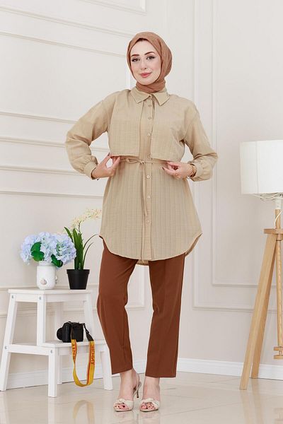 Sevitli Lace-Up Allerli Stone Tunic-Beige
