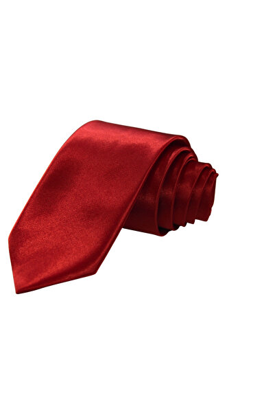 Elegante Cravatte Σετ κόκκινη σατέν γραβάτα και μαντήλι τσέπης