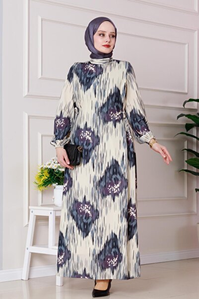 Sevitli Φόρεμα Sofia με μοτίβο με δεμένο πλάι-Γκρι