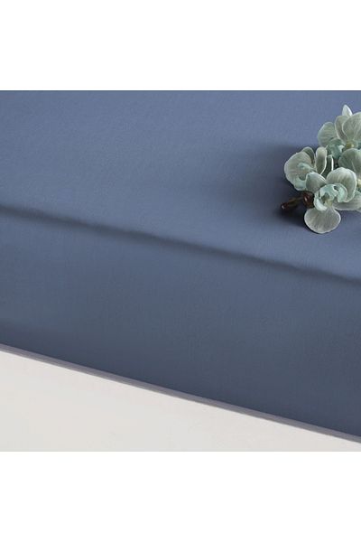 Linens Mix&Match Cotton Satin Superking Size Fitted Sheet Indigo