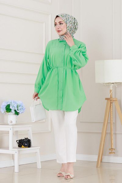 Sevitli Loose Fit Tunic with Attached Front-Green