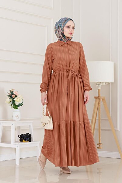 Sevitli Πουκάμισο γιακά μέσης Tunnel Sare Dress-Tile