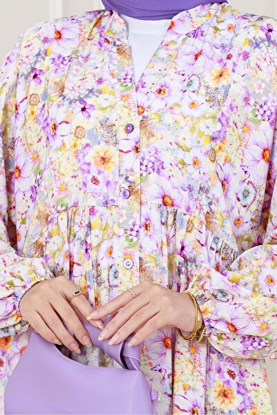 Sevitli Φόρεμα Lilyum Floral-Μωβ