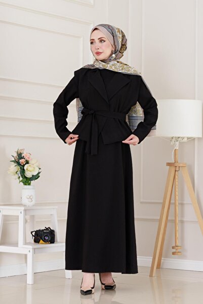 Sevitli فستان أسيل مع سترة-أسود