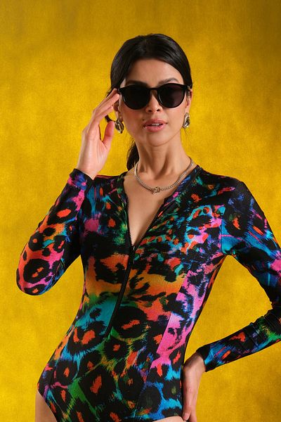 Cherx Sheila Long Sleeve Patterned Swimsuit