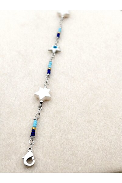 Genel Markalar Nazar Boncuklu Yıldız Detaylı Çelik Halhal