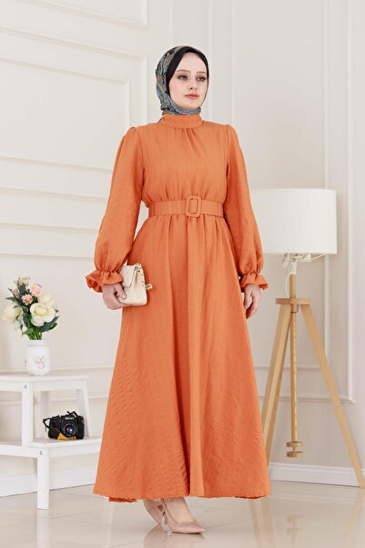 Sevitli Φόρεμα Χέννα με λαβή Flounce Belted-Πορτοκαλί
