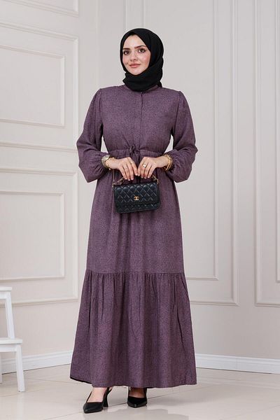Sevitli Beli Tunnel Nur Dress-Purple