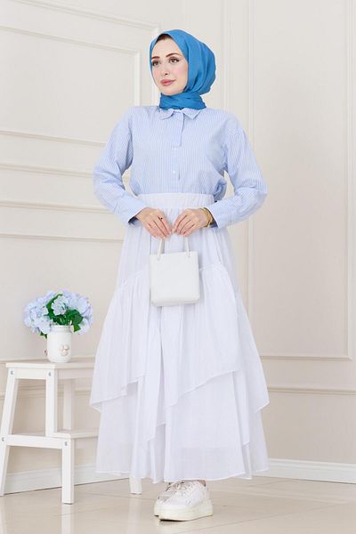 Sevitli Layered Botto Voile Skirt-White