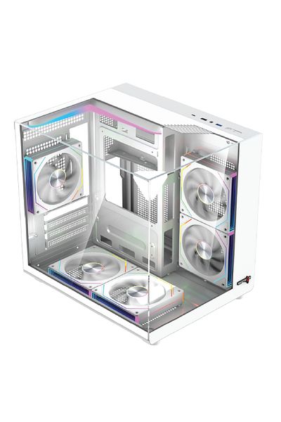 SPEARPC SPEAR COVID 55 ECOS Case, M-ATX/ITX, 5 ARGB Fans, Hub & Remote, USB 3.0, 240mm Liquid Cool