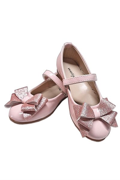 welissa Girl's Ballerina Shoes Powder Bow Evening Dress