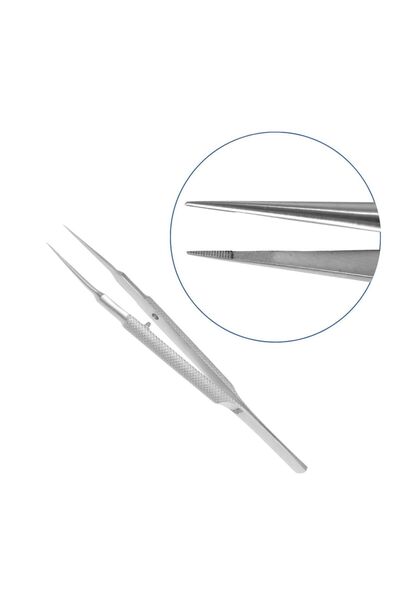 barishan medikal Barışhan Medikal Cerrahi Mikro Penset Dişsiz Cımbız Düz Uçlu 4.5 İnç Yuvarlak Sap Gri Çelik Eğitim M