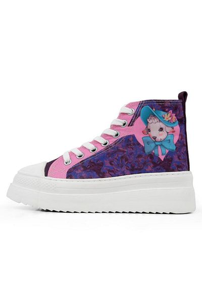 Dogo Women's Vegan Multicolor Thick Sole High Sneakers - Lady Fluff Design