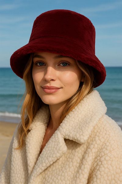 BAHELS Cherry Plush Soft Textured Bucket Hat