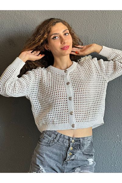 Gönülden Tasarım Silvery File Apollet Women's Cardigan Standard