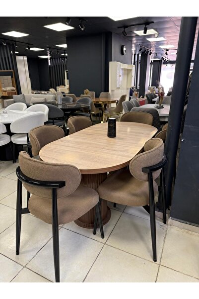 EVANZO 6 Kişilik Masa Takımı - Bohem Yemek Masa Takımı – Ahşap Masa + 6 Sanda...