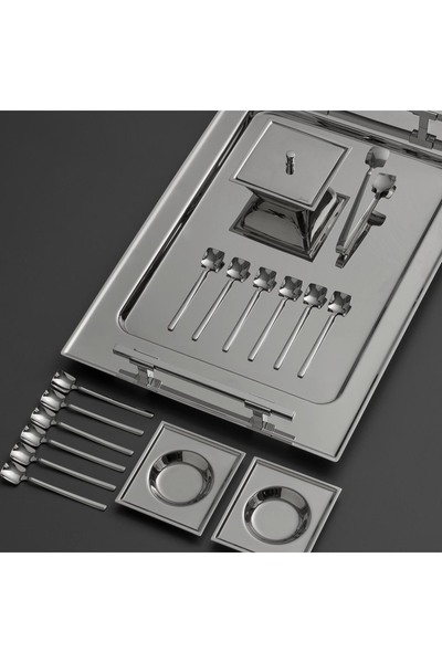 Jumbo New 9100 28 Parça Kare Çay Seti Çelik