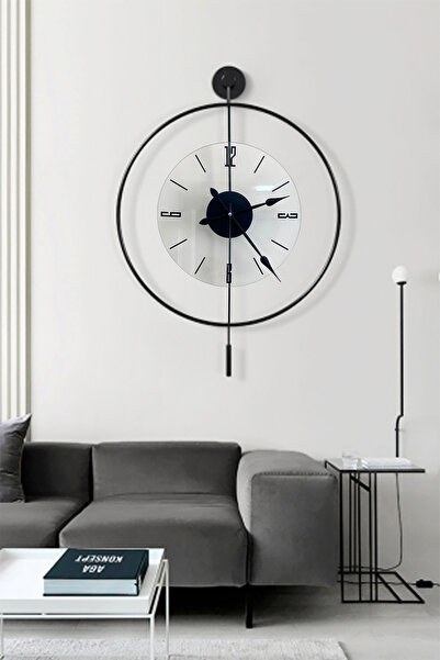 SEVİNÇ KONSEPT SİYAH İstanbul Luxe Şeffaf Büyük Boy 50 x 75 cm Modern Dekoratif Metal Duvar Saati