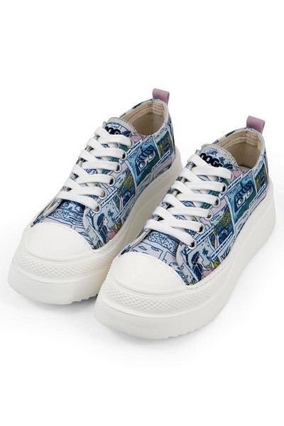 Dogo Women's Vegan Blue Thick Sole Sneakers - Already Lost Design