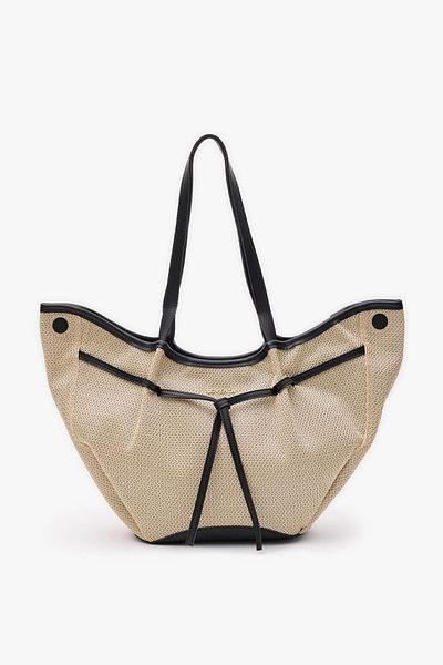 LOVENTA Niesha Allure Beige and Black Large Tote Bag