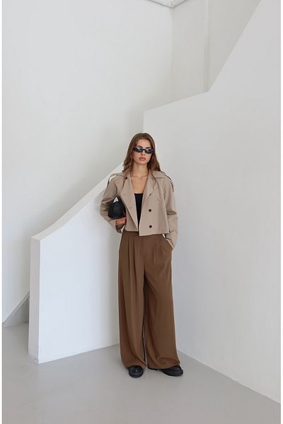 JASTE Women's Double Breasted Collar Trench Coat