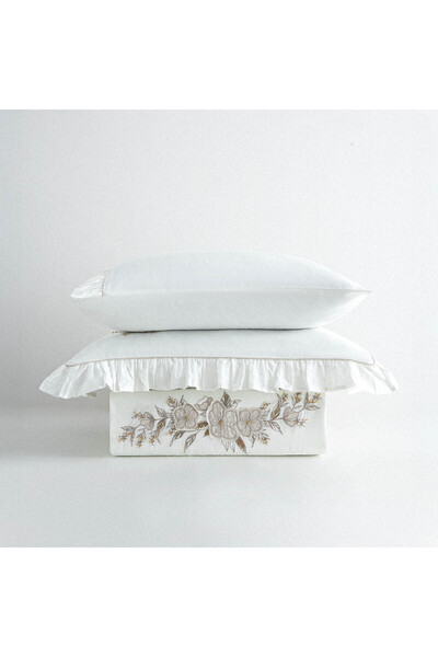 Ecocotton Vanya Battal Boy Nevresim Takımı %100 Organik Pamuk Saten Aplike Na...