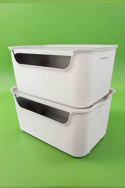 QUTU Beige Set of 2 - 15 L Organize Box with Qatli