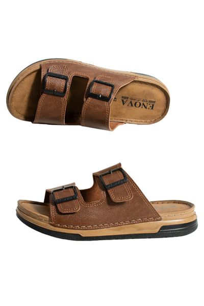 Benittokids Enova Men's Artificial Leather Orthopedic Double Monta Sole Adjustable Buckle Stitched Stylish Home and Outdoor Slippers
