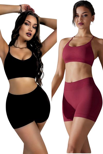 lytonstore Women's Set of 4 Yoga Fitness Sportswear and Casual Crop-Mini Leggings Combination Advantageous Package