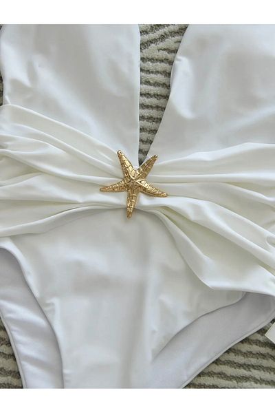 Lilly Blanca Sol White Swimsuit & Pareo Skirt
