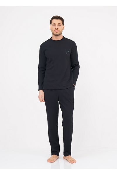 NORTH ICE Men's Honeycomb Pattern Pajama Set - Cotton Fabric Modern Fit Comfortable Cut Black