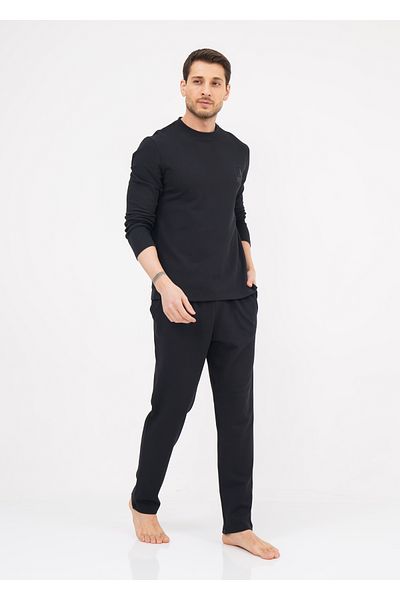NORTH ICE Men's Honeycomb Pattern Pajama Set - Cotton Fabric Modern Fit Comfortable Cut Black