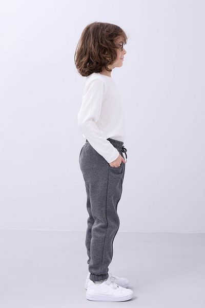 Perendi Anthracite Unisex Children's Sweatpants - Comfortable Pockets and Fleece Elastic