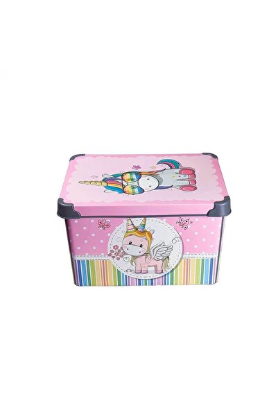 QUTU Style Box Retro Unicorn Desenli 20 L Dekoratif Oyuncak ve Saklama Kutusu