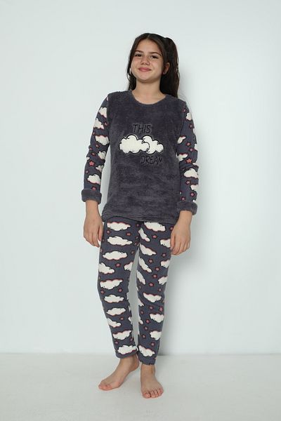 ROMEO LİFE Girl's Winter Plush Fleece Pajamas Set 8060