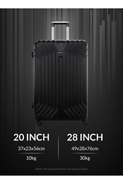 PARAJOHN Nior Series Set of 2 Luggage – Lightweight ABS Hardshell, 10KG Carry-On & 30KG Large Trolley Black