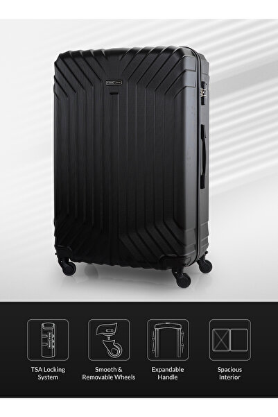 PARAJOHN Nior Series Set of 2 Luggage – Lightweight ABS Hardshell, 10KG Carry-On & 30KG Large Trolley Black