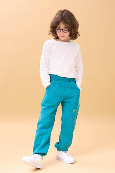 Perendi Παχύ Jogger Unisex Παιδικό Φούτερ με Τσέπες Petrol Blue