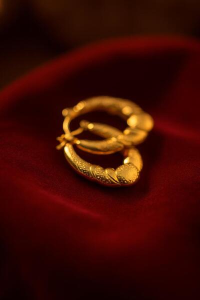 STRAİGHTAWAY أقراط دائرية من الفولاذ باللون الذهبي المستوردة