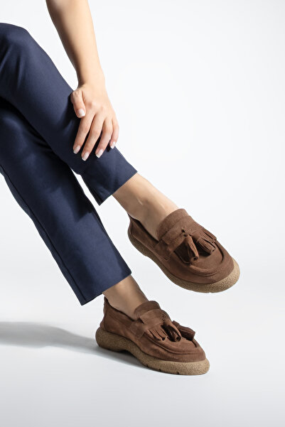 Marjin Γυναικεία παπούτσια casual από γνήσιο δέρμα Loafer Suma Brown Suede
